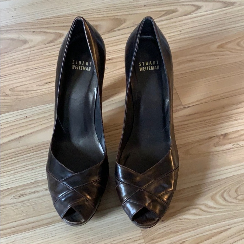 Stuart weitzman brown leather size 9 heels